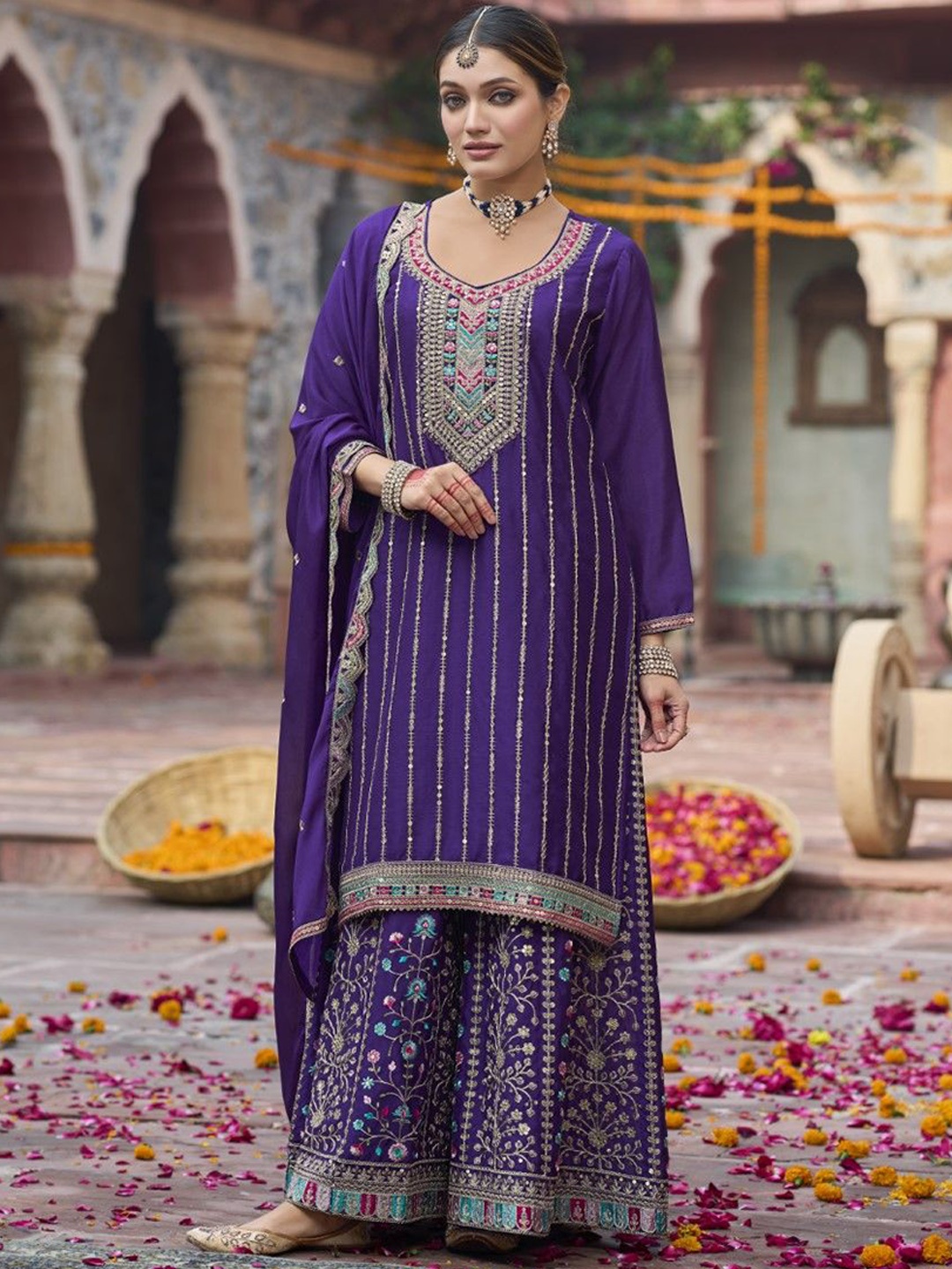 AUTUMN LANE Women Embroidered Regular Sequinned Kurta with Skirt & With Dupatta, Lavender
AUTUMN LANE Women Embroidered Regular Sequinned Kurta with Skirt & With Dupatta, Lavender