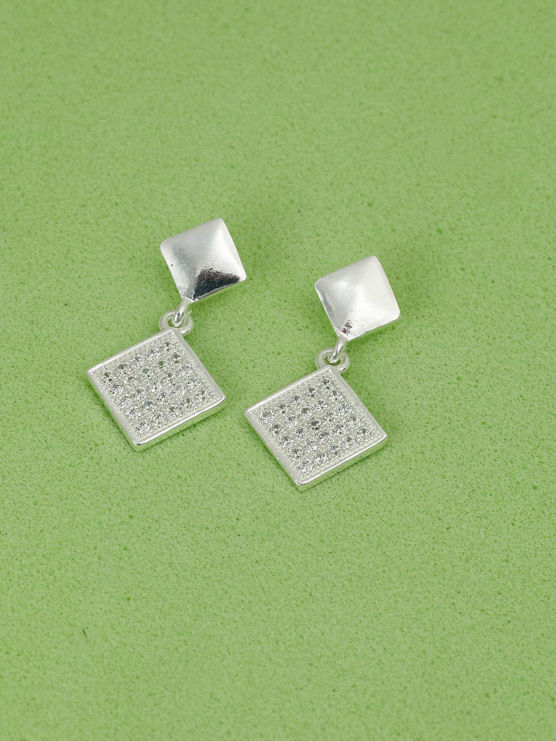 MAIRA 925 Sterling Silver Rhodium-Plated Cubic Zirconia Stone Studded Square Drop Earrings
MAIRA 925 Sterling Silver Rhodium-Plated Cubic Zirconia Stone Studded Square Drop Earrings