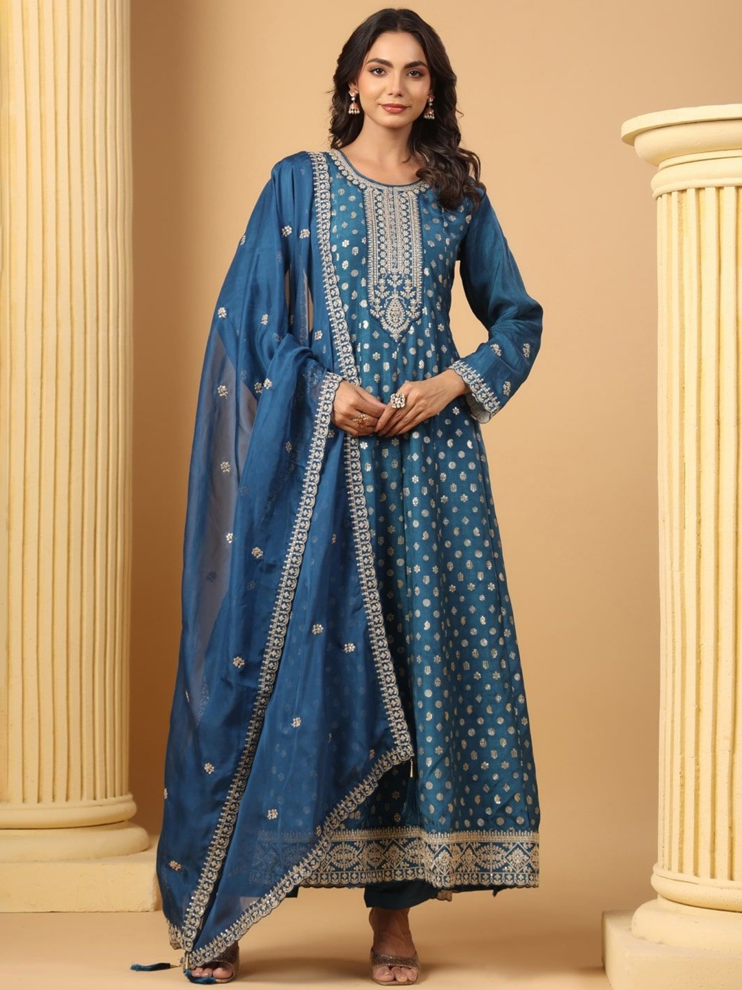 Sindh Fashion Women Ethnic Motifs Embroidered Regular Kurta with Trousers & With Dupatta, Blue
Sindh Fashion Women Ethnic Motifs Embroidered Regular Kurta with Trousers & With Dupatta, Blue