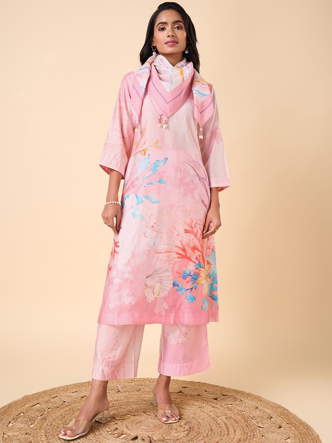 Marigold Lane Floral Printed Notch Neck Straight Kurta With Trousers And Dupatta, Pink
Marigold Lane Floral Printed Notch Neck Straight Kurta With Trousers And Dupatta, Pink