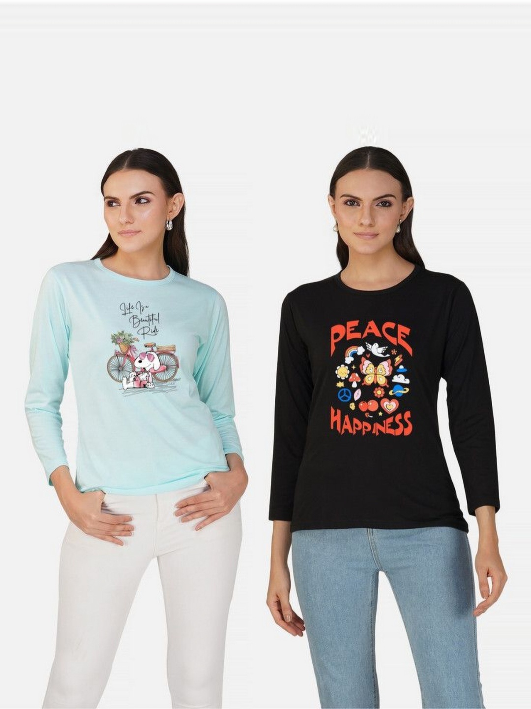 Metronaut Women Pack of 2 Bio Finish Graphic Printed Round Neck Cotton T-shirts, Turquoise blue
Metronaut Women Pack of 2 Bio Finish Graphic Printed Round Neck Cotton T-shirts, Turquoise blue