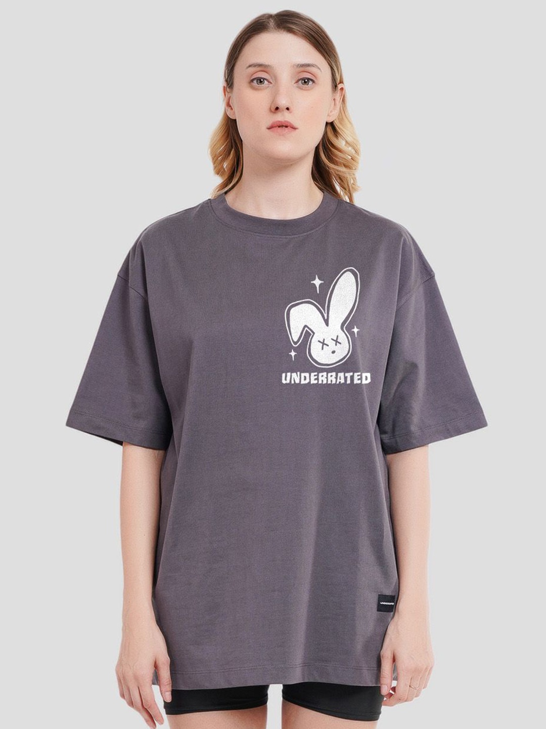 Underrated Club Women Bio Finish Graphic Printed Round Neck Cotton Oversized T-shirt, Grey
Underrated Club Women Bio Finish Graphic Printed Round Neck Cotton Oversized T-shirt, Grey