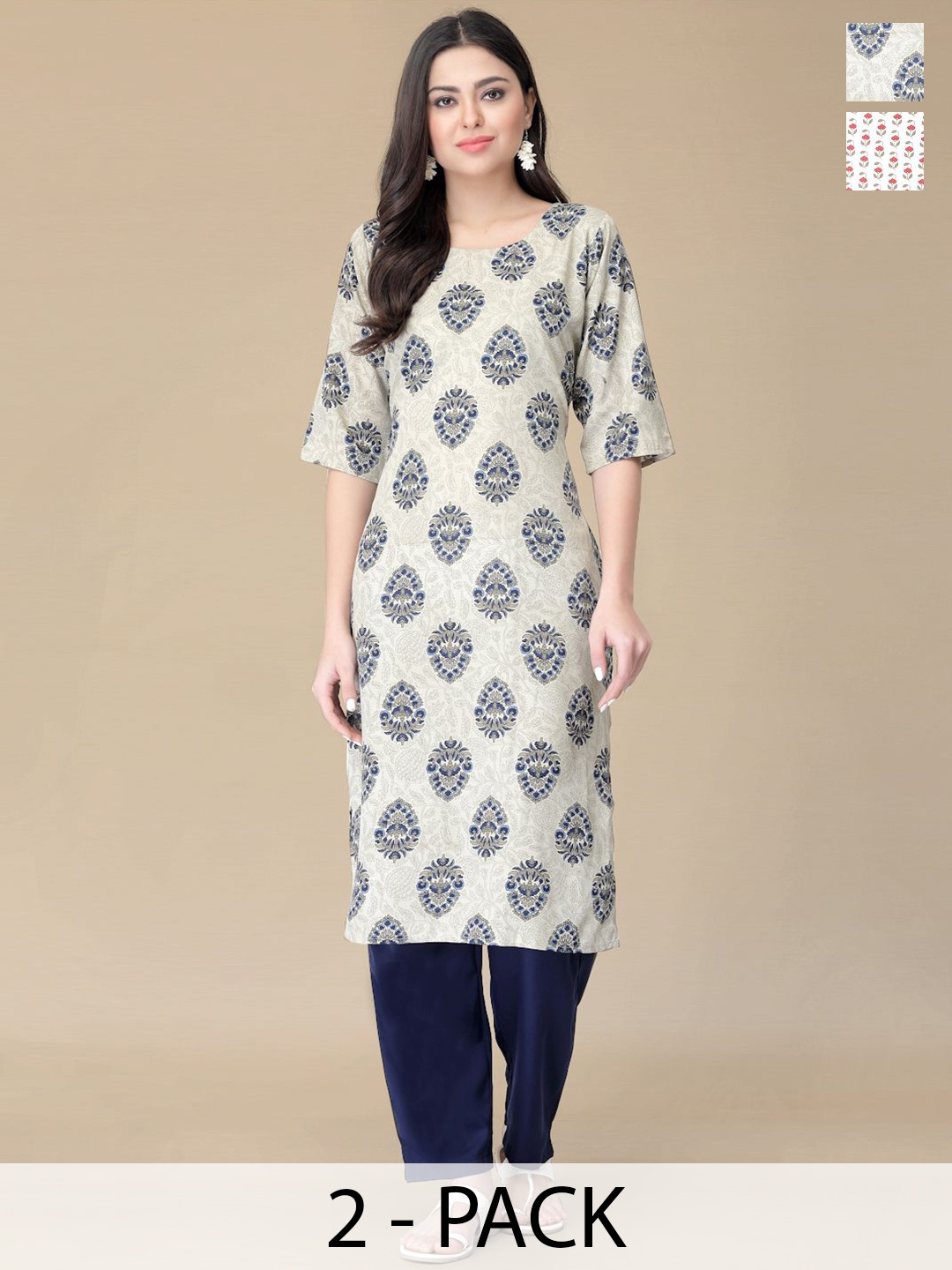 Moda Rapido Selection of 2 Ethnic Motifs Printed Straight Kurtas With Trousers, Beige
Moda Rapido Selection of 2 Ethnic Motifs Printed Straight Kurtas With Trousers, Beige