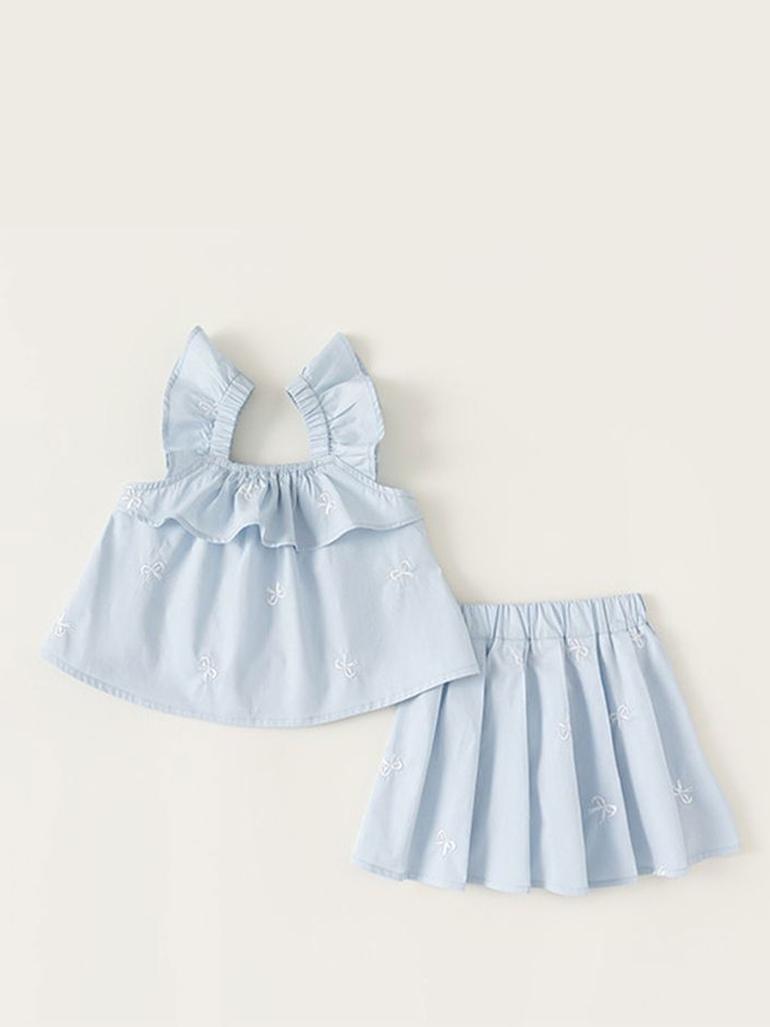 LULU & SKY Girls Embroidered Shoulder Straps Pure Cotton Top With Skirt, Blue
LULU & SKY Girls Embroidered Shoulder Straps Pure Cotton Top With Skirt, Blue