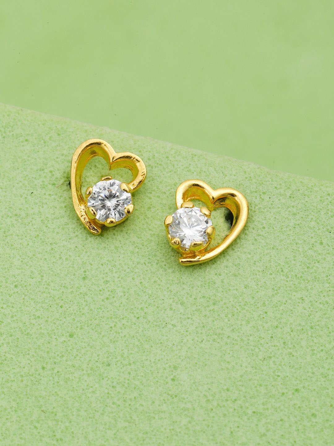 MAIRA 925 Sterling Silver Rhodium-Plated Artificial Stones Studed Heart Shaped Studs, Gold
MAIRA 925 Sterling Silver Rhodium-Plated Artificial Stones Studed Heart Shaped Studs, Gold