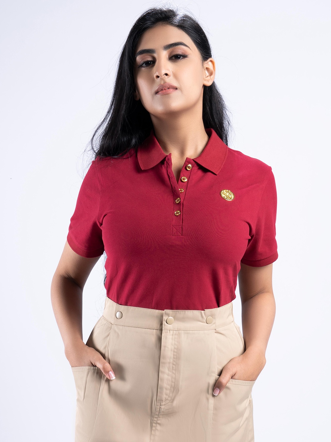 MISROMA Women Polo Collar Organic Cotton Pockets Slim Fit T-shirt, Brown
MISROMA Women Polo Collar Organic Cotton Pockets Slim Fit T-shirt, Brown