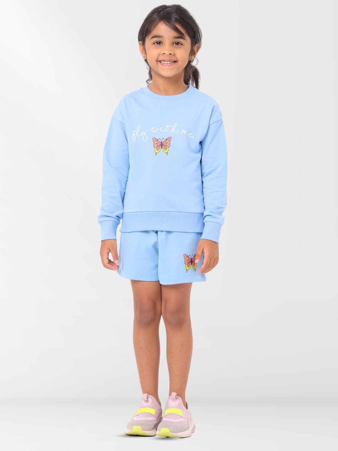 Nuego Kids Girls Graphic Print Pure Cotton Sweatshirt with Shorts Clothing Set, Blue
Nuego Kids Girls Graphic Print Pure Cotton Sweatshirt with Shorts Clothing Set, Blue