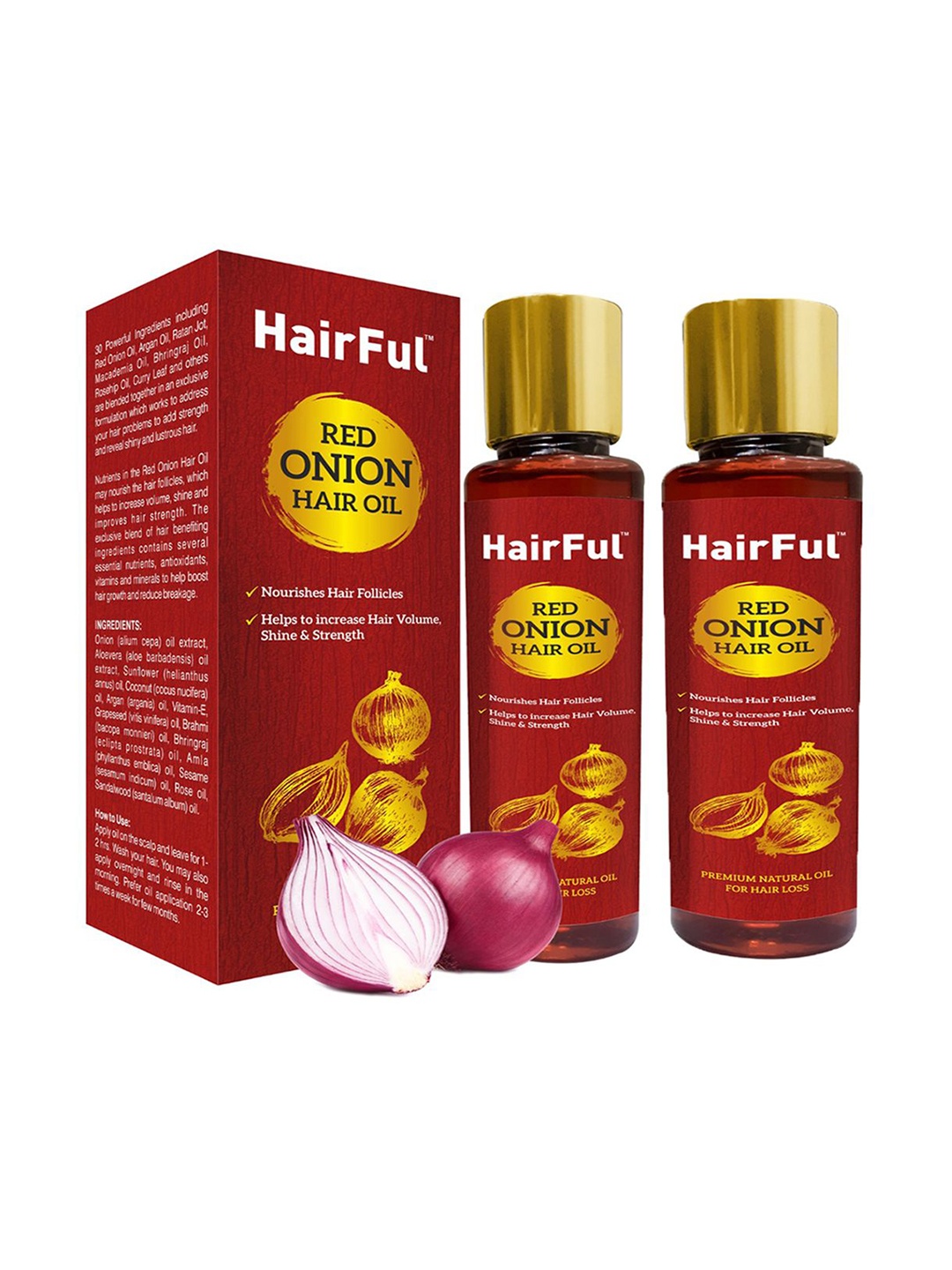 HairFul Set Of 3 Onion Hair Oil For Hair Regrowth & Hair Fall Loss Control - 120 ml Each, Red
HairFul Set Of 3 Onion Hair Oil For Hair Regrowth & Hair Fall Loss Control - 120 ml Each, Red