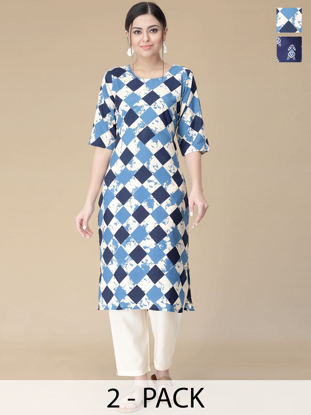Moda Rapido Selection Of 2 Geometric Printed Round Neck Straight Kurtas With Trousers, White
Moda Rapido Selection Of 2 Geometric Printed Round Neck Straight Kurtas With Trousers, White