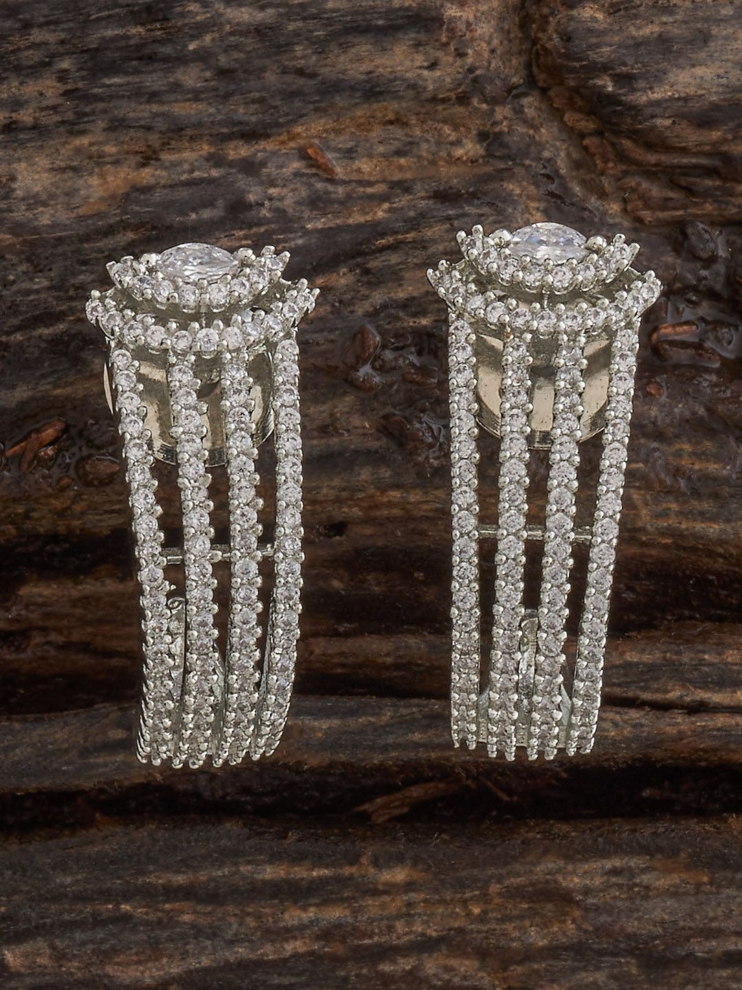 Kushal's Fashion Jewellery Rhodium-Plated Zircon Party Classic Half Hoop Earrings, Silver
Kushal's Fashion Jewellery Rhodium-Plated Zircon Party Classic Half Hoop Earrings, Silver