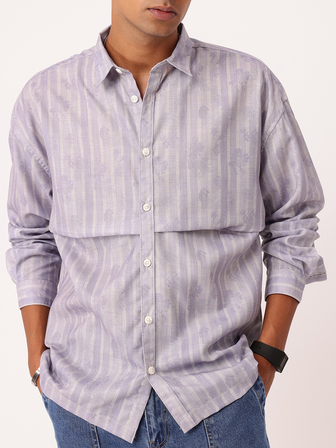 Kook N Keech Striped & Tropical Printed Pleated Detail Relaxed Fit Shirt, Violet
Kook N Keech Striped & Tropical Printed Pleated Detail Relaxed Fit Shirt, Violet
