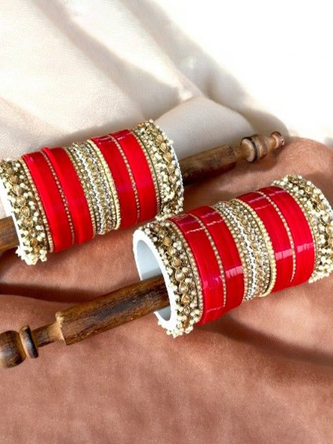 leshya Set Of 50 Stone Studded & Beaded Rajasthani Bridal Chura & Gajra Kada Bangles, Gold
leshya Set Of 50 Stone Studded & Beaded Rajasthani Bridal Chura & Gajra Kada Bangles, Gold