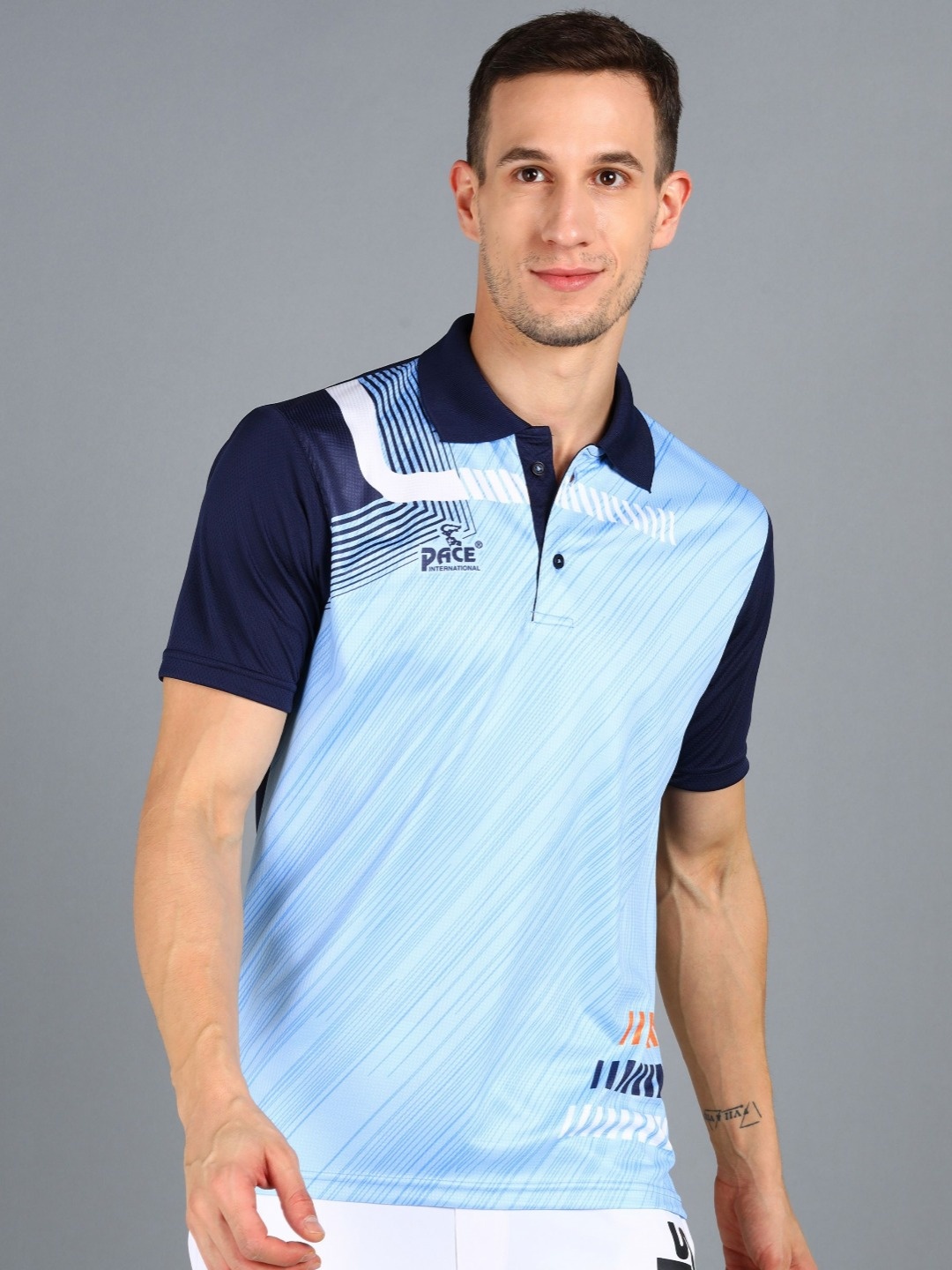 Pace International Men Printed Polo Collar Sublimation Applique T-shirt, Navy blue
Pace International Men Printed Polo Collar Sublimation Applique T-shirt, Navy blue