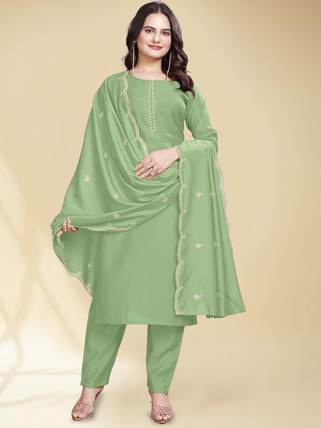 SIDYAL Women Embroidered Regular Thread Work Pure Cotton Kurta with Trousers & With Dupatta, Green
SIDYAL Women Embroidered Regular Thread Work Pure Cotton Kurta with Trousers & With Dupatta, Green
