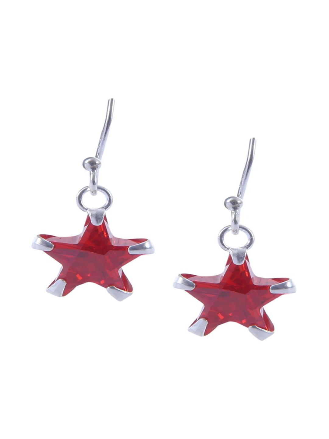 Abhooshan Silver-Plated Sterling Cubic Zirconia Studded Star Shaped Drop Earrings, Red
Abhooshan Silver-Plated Sterling Cubic Zirconia Studded Star Shaped Drop Earrings, Red