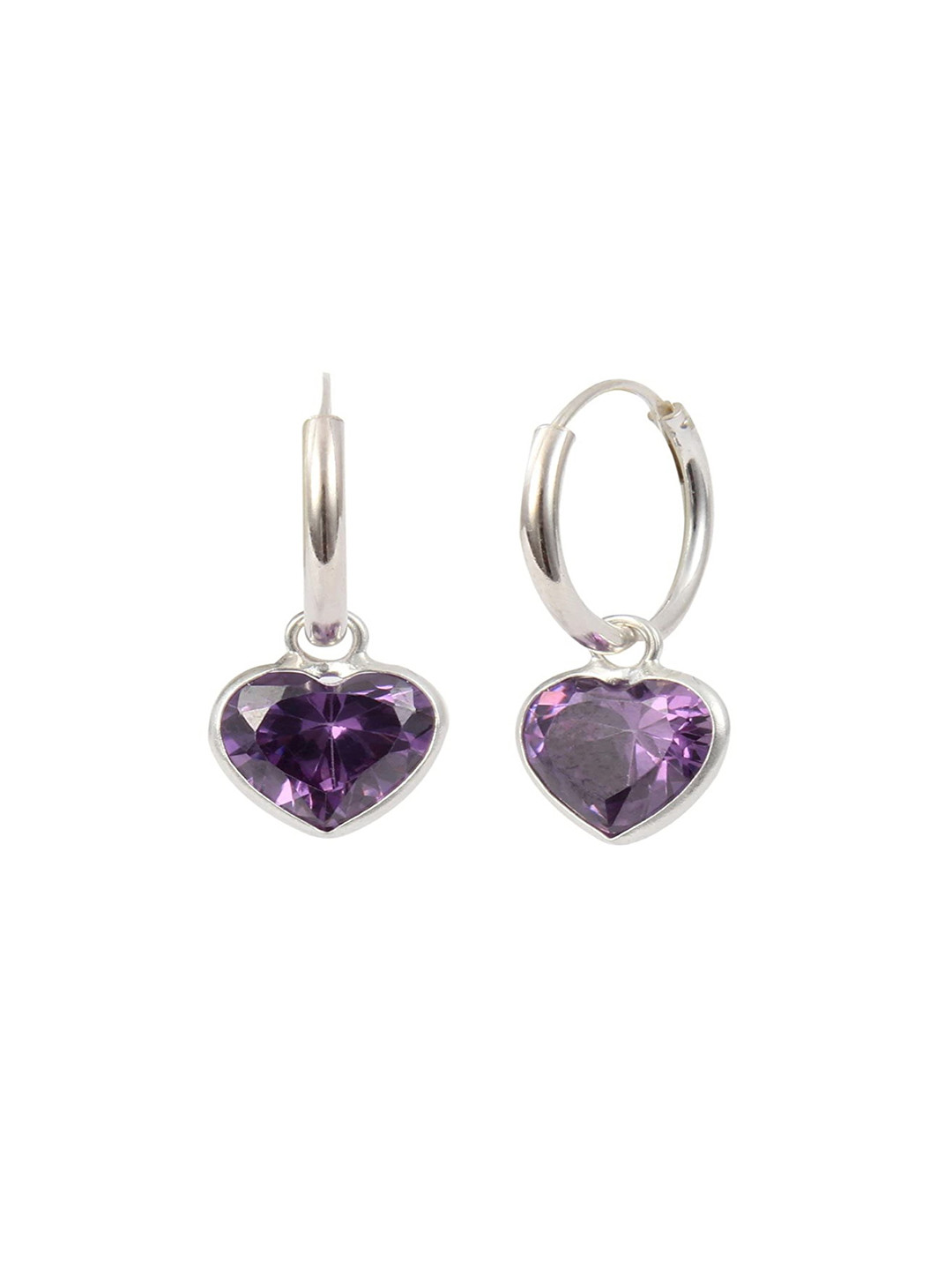 Abhooshan 92.5 Sterling Silver Silver-Plated Cubic Zirconia Heart Shaped Hoop Earrings, Purple
Abhooshan 92.5 Sterling Silver Silver-Plated Cubic Zirconia Heart Shaped Hoop Earrings, Purple