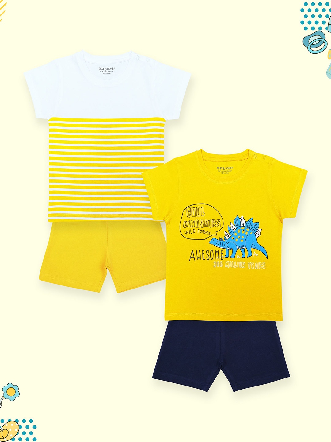 Miss & Chief Kids Pack Of 2 Printed Round Neck Pure Cotton T-shirt With Shorts, Yellow
Miss & Chief Kids Pack Of 2 Printed Round Neck Pure Cotton T-shirt With Shorts, Yellow