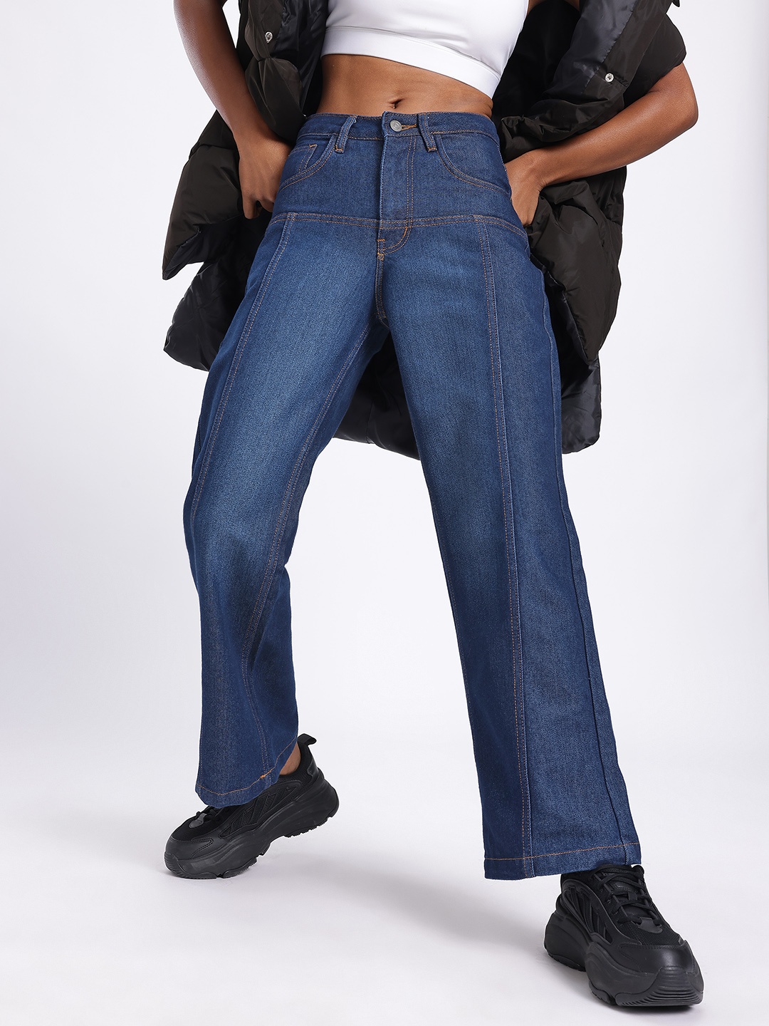 glitchez Women Every Time Complementing Straight Fit Light Fade Non-Stretchable Jeans, Navy blue
glitchez Women Every Time Complementing Straight Fit Light Fade Non-Stretchable Jeans, Navy blue