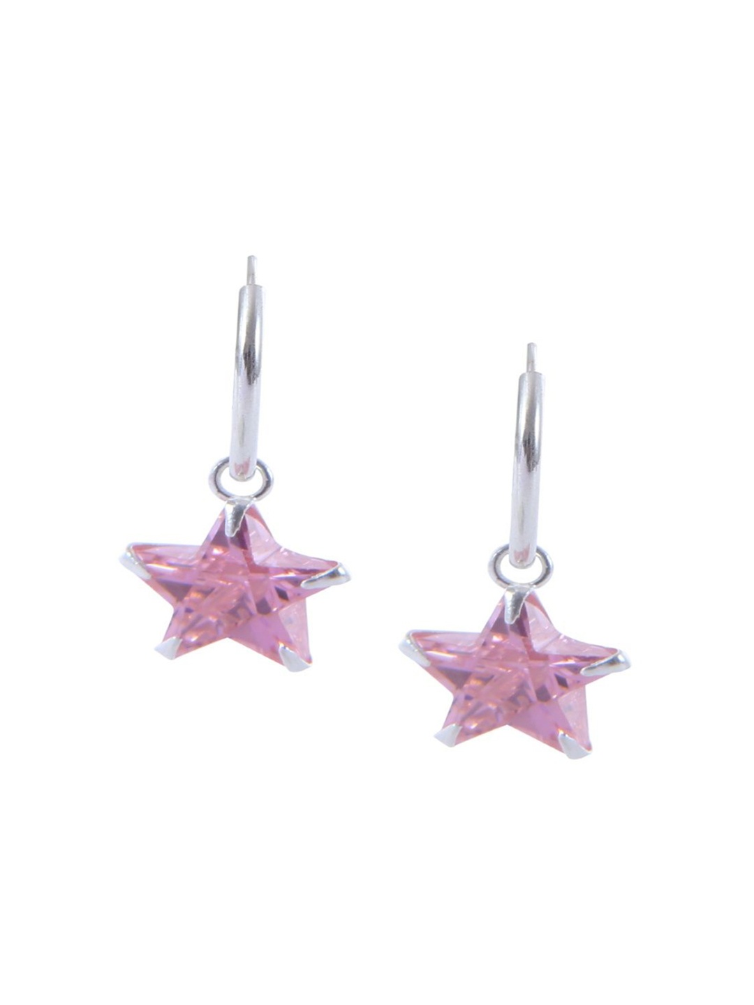 Abhooshan 92.5 Sterling Silver Silver-Plated Cubic Zirconia Star Shaped Hoop Earrings, Pink
Abhooshan 92.5 Sterling Silver Silver-Plated Cubic Zirconia Star Shaped Hoop Earrings, Pink