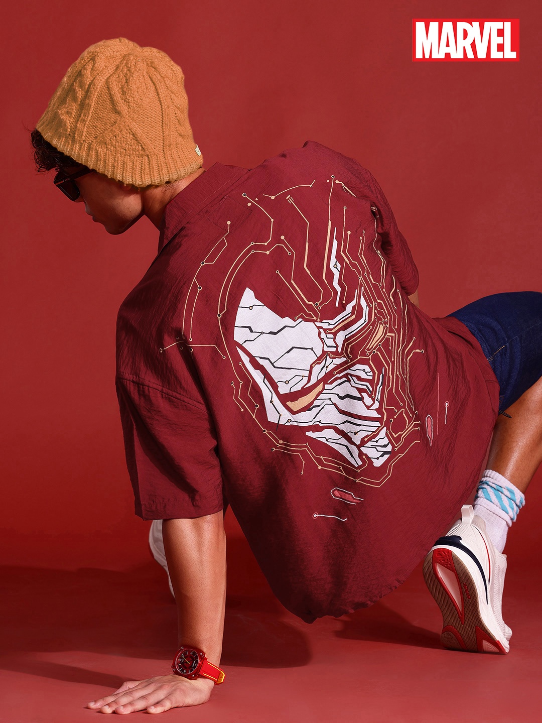 MARVEL STREET Cyber Punk Superhero Print Crinkle Effect Strap Detail Casual Shirt, Maroon
MARVEL STREET Cyber Punk Superhero Print Crinkle Effect Strap Detail Casual Shirt, Maroon