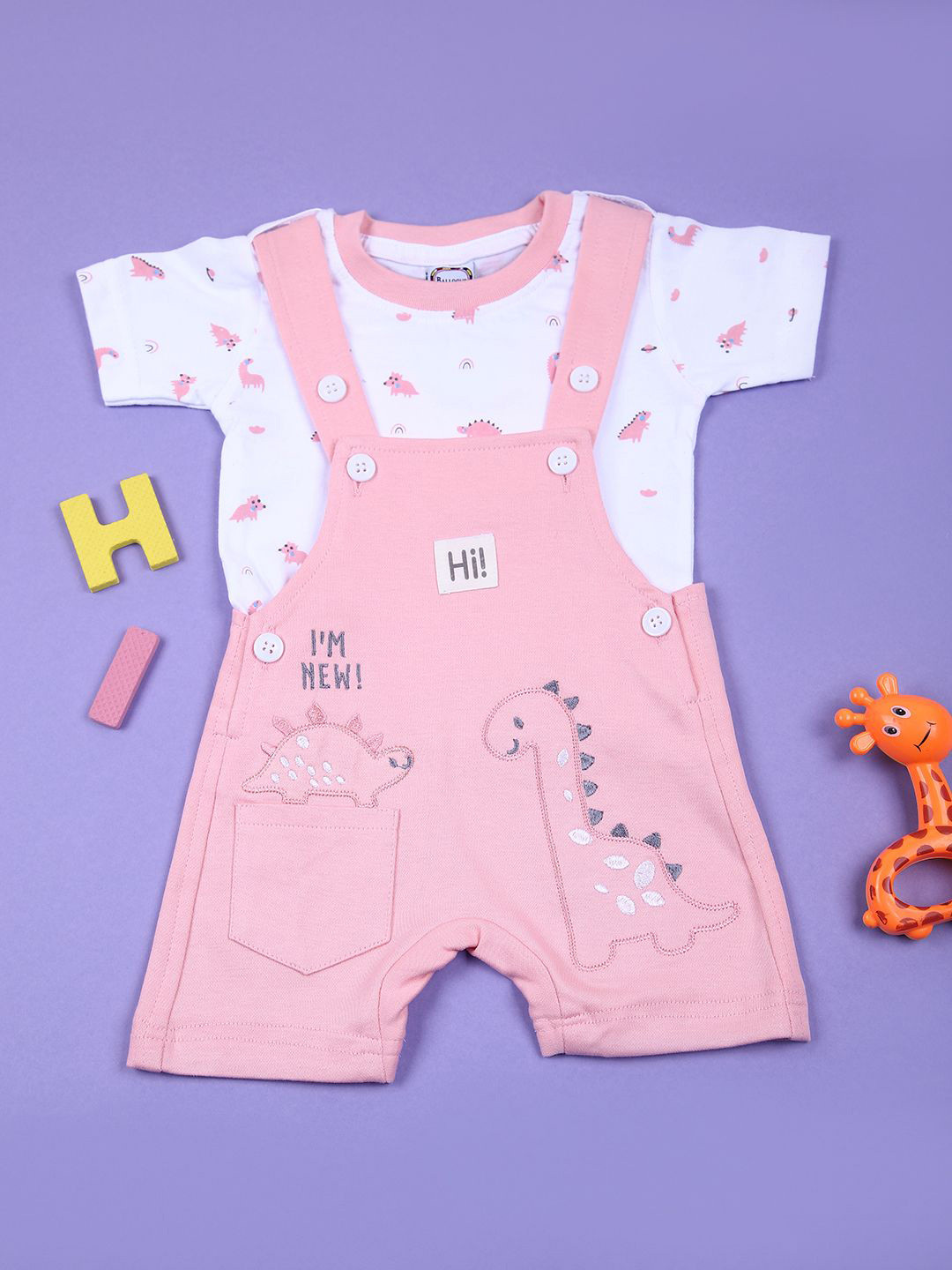 V-Mart Infant Boys Printed Cotton Dungarees With T-Shirt, Pink
V-Mart Infant Boys Printed Cotton Dungarees With T-Shirt, Pink