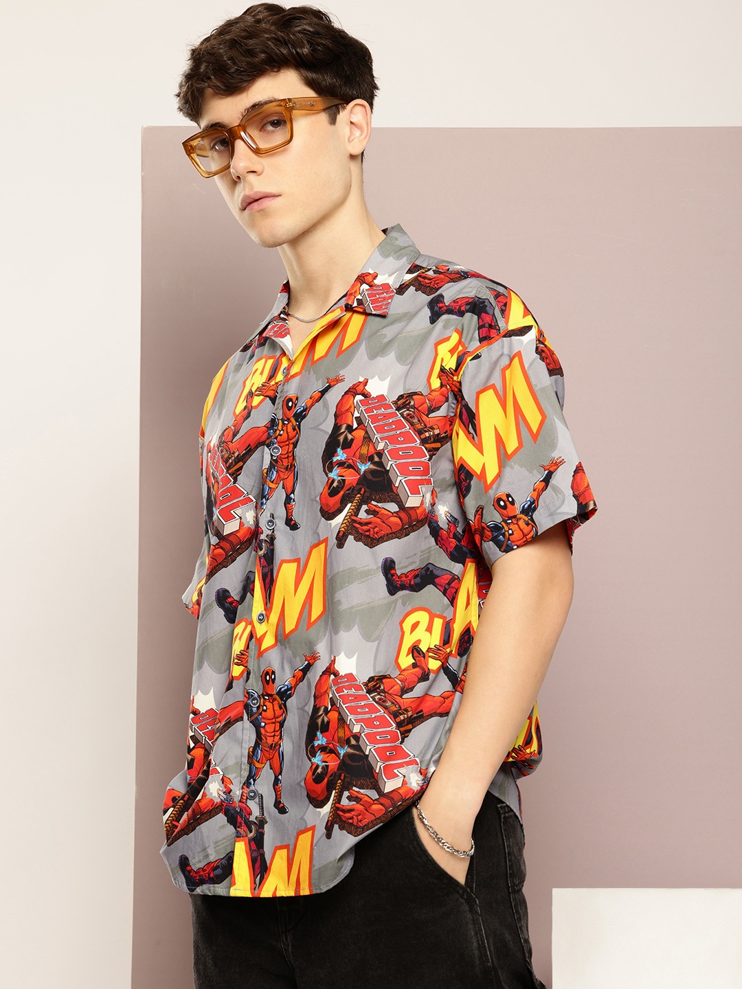 Kook N Keech Marvel Pure Cotton Deadpool Printed Drop-Shoulder Relaxed Fit Casual Shirt, Grey
Kook N Keech Marvel Pure Cotton Deadpool Printed Drop-Shoulder Relaxed Fit Casual Shirt, Grey