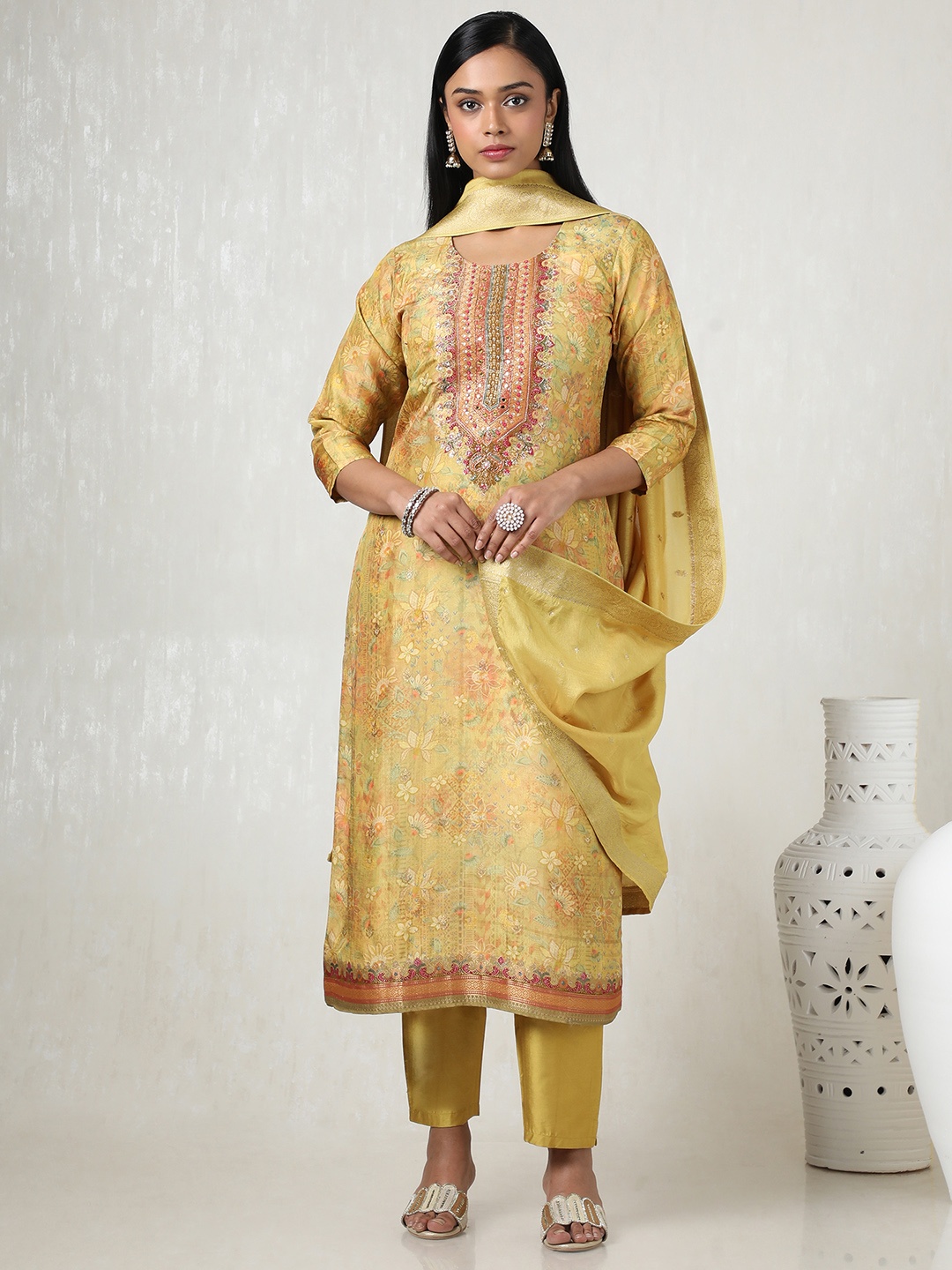 Soch Women Floral Printed Regular Mirror Work Kurta with Trousers & With Dupatta, Yellow
Soch Women Floral Printed Regular Mirror Work Kurta with Trousers & With Dupatta, Yellow