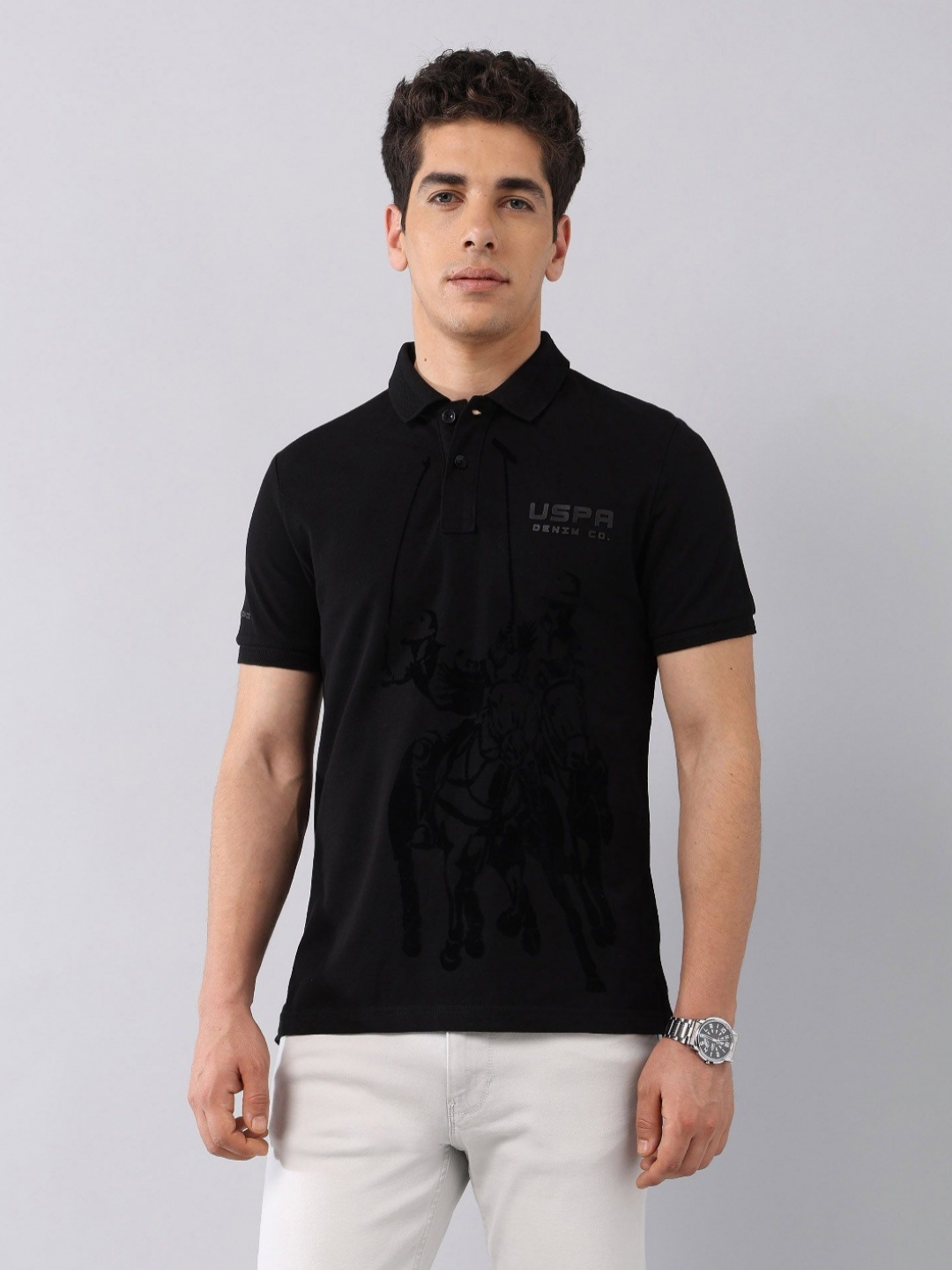 U.S. Polo Assn. Denim Co. Men Brand Logo Printed Polo Collar Pockets Slim Fit T-shirt, Black
U.S. Polo Assn. Denim Co. Men Brand Logo Printed Polo Collar Pockets Slim Fit T-shirt, Black