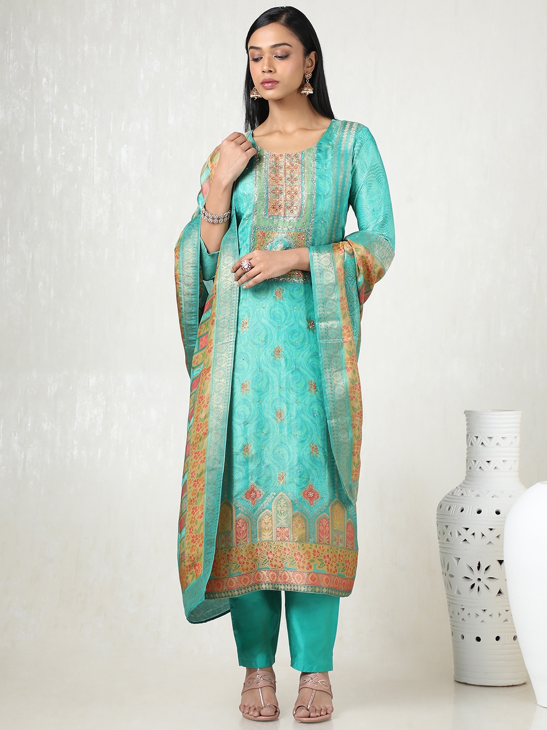 Soch Women Floral Regular Mirror Work Kurta with Trousers & With Dupatta, Turquoise blue
Soch Women Floral Regular Mirror Work Kurta with Trousers & With Dupatta, Turquoise blue