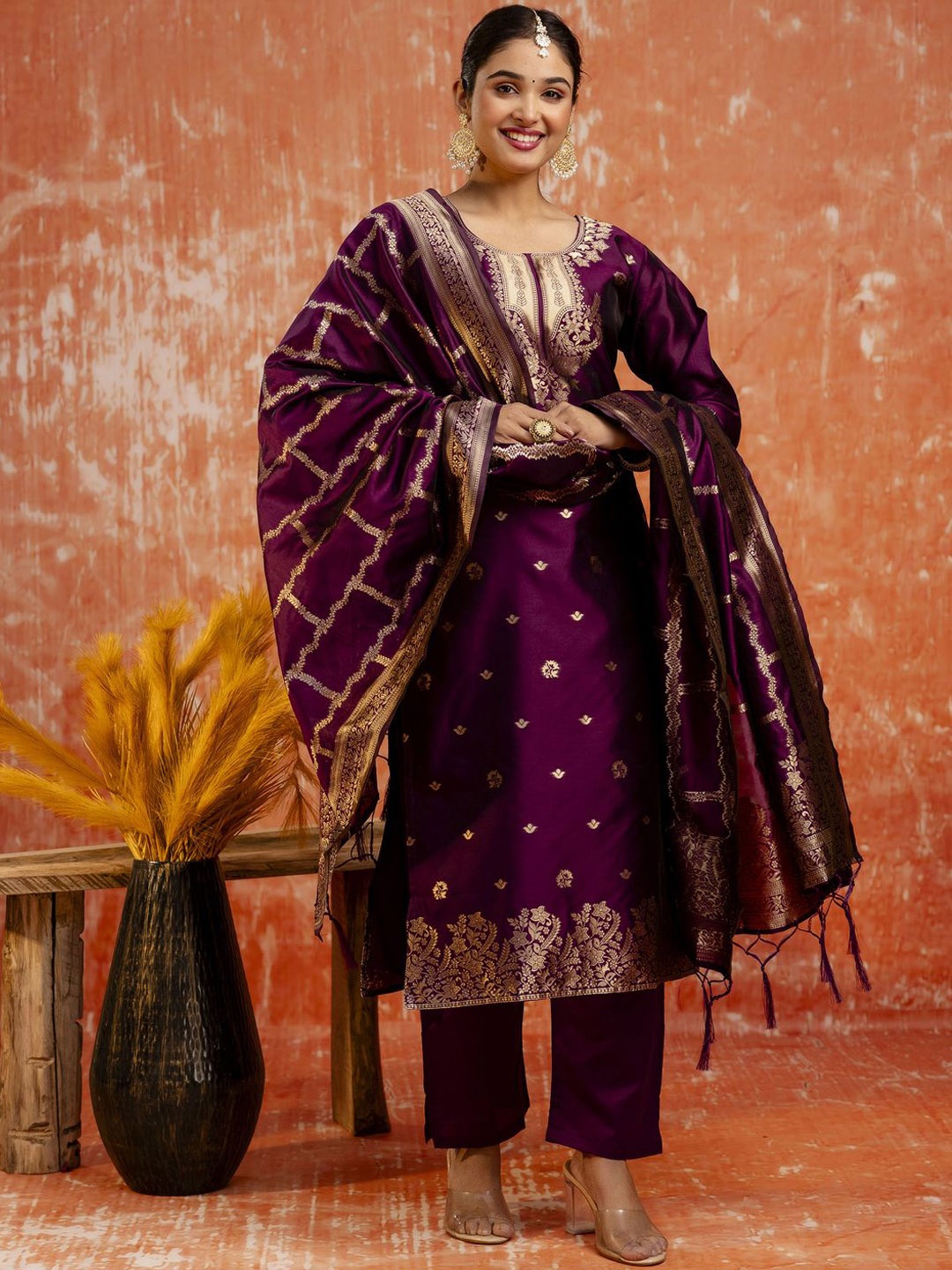 VredeVogel Women Embroidered Regular Kurta with Trousers & With Dupatta, Purple
VredeVogel Women Embroidered Regular Kurta with Trousers & With Dupatta, Purple