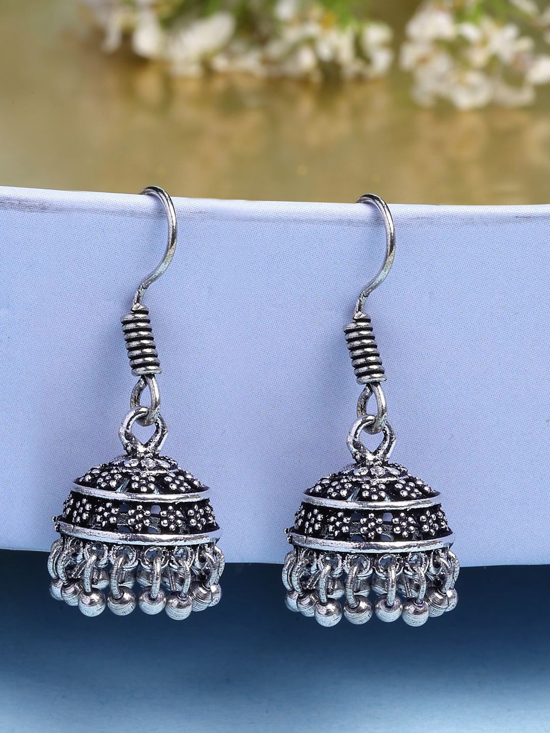 NVR Women German Silver Oxidised Silver Plated Dome Shaped Traditional Jhumka Earrings
NVR Women German Silver Oxidised Silver Plated Dome Shaped Traditional Jhumka Earrings