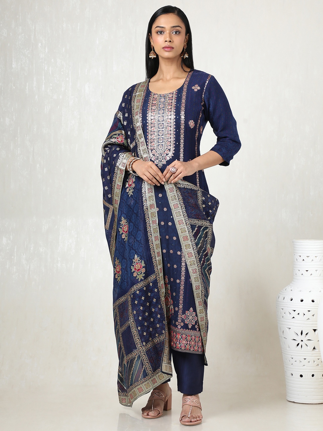 Soch Women Printed Regular Beads and Stones Kurta with Trousers & With Dupatta, Blue
Soch Women Printed Regular Beads and Stones Kurta with Trousers & With Dupatta, Blue