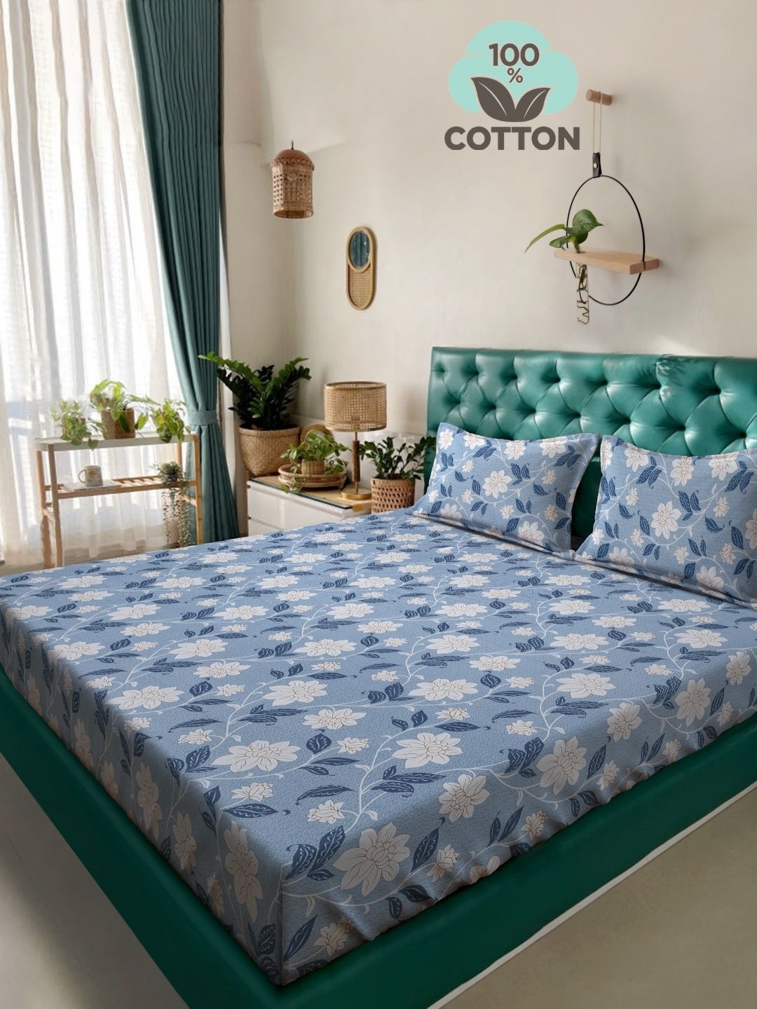 Myntra Elegant Homes Blue & White Printed Cotton 400 TC King Bedsheet Set 2.50 X 2.20 m
Myntra Elegant Homes Blue & White Printed Cotton 400 TC King Bedsheet Set 2.50 X 2.20 m