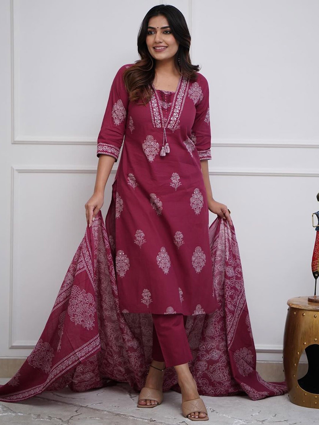 ZOGAN Women Ethnic Motifs Printed Regular Pure Cotton Kurta with Trousers & With Dupatta, Maroon
ZOGAN Women Ethnic Motifs Printed Regular Pure Cotton Kurta with Trousers & With Dupatta, Maroon