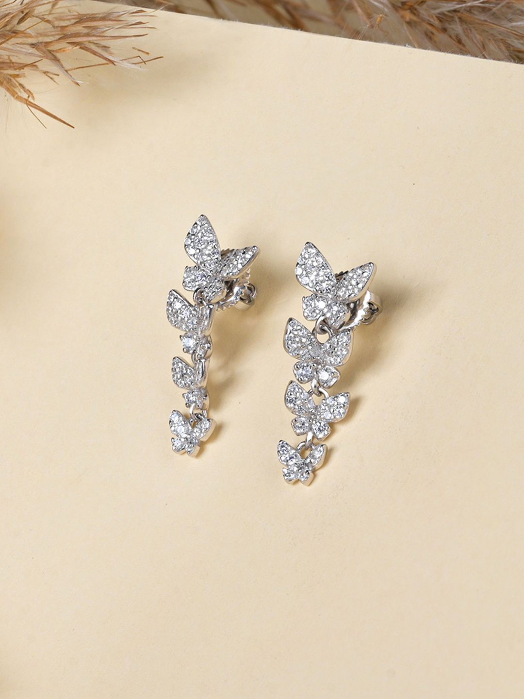 TOUCH925 925 Silver Cubic Zirconia Studded Leaf Shaped Harmony Butterfly Drop Earrings
TOUCH925 925 Silver Cubic Zirconia Studded Leaf Shaped Harmony Butterfly Drop Earrings