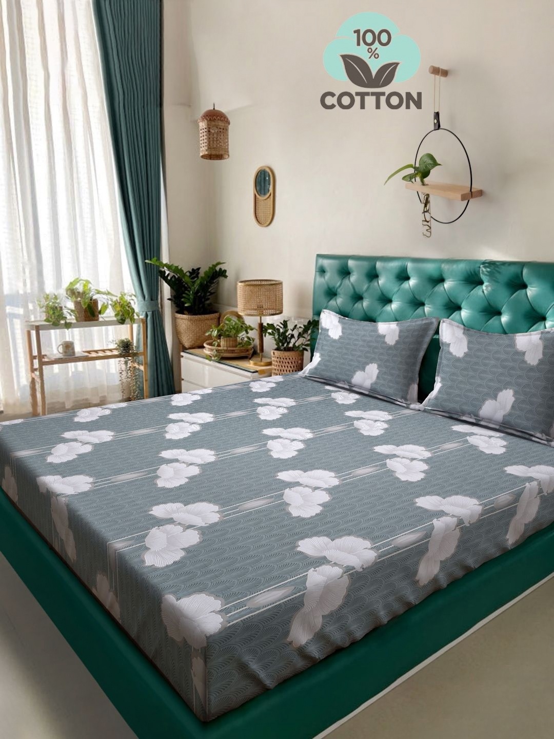 Myntra Elegant Homes Grey & White Printed Cotton 400 TC King Bedsheet Set 2.50 m x 2.25 m
Myntra Elegant Homes Grey & White Printed Cotton 400 TC King Bedsheet Set 2.50 m x 2.25 m