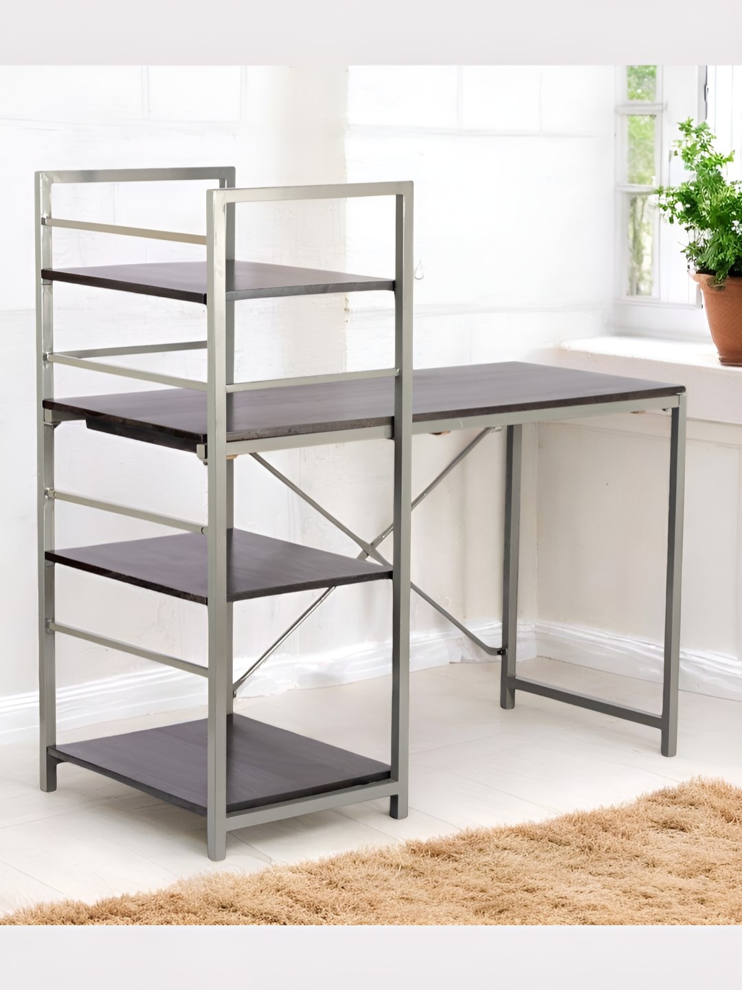 Ikiriya Black & Grey Dark Mahagony Finish Square Shaped Study Table With Metal Frame
Ikiriya Black & Grey Dark Mahagony Finish Square Shaped Study Table With Metal Frame