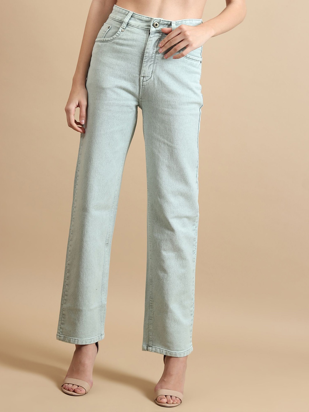 Glossia Women Comfort Straight Fit High-Rise Light Fade Acid Wash Stretchable Jeans, Sea green
Glossia Women Comfort Straight Fit High-Rise Light Fade Acid Wash Stretchable Jeans, Sea green