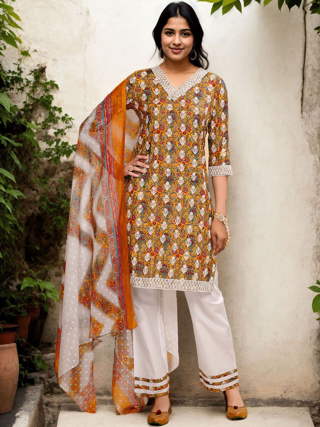Anouk Women Floral Embroidered Regular Chikankari Kurta with Palazzos & With Dupatta, Mustard
Anouk Women Floral Embroidered Regular Chikankari Kurta with Palazzos & With Dupatta, Mustard