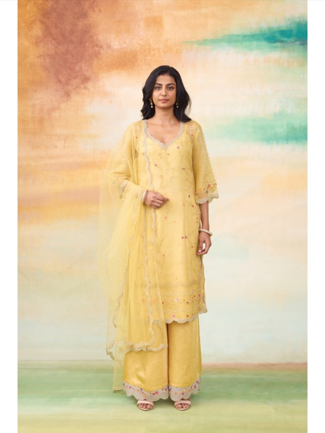 SHASHA GABA Women Ethnic Motifs Embroidered Regular Beads and Stones Kurta with Palazzos & With Dupatta, Yellow
SHASHA GABA Women Ethnic Motifs Embroidered Regular Beads and Stones Kurta with Palazzos & With Dupatta, Yellow