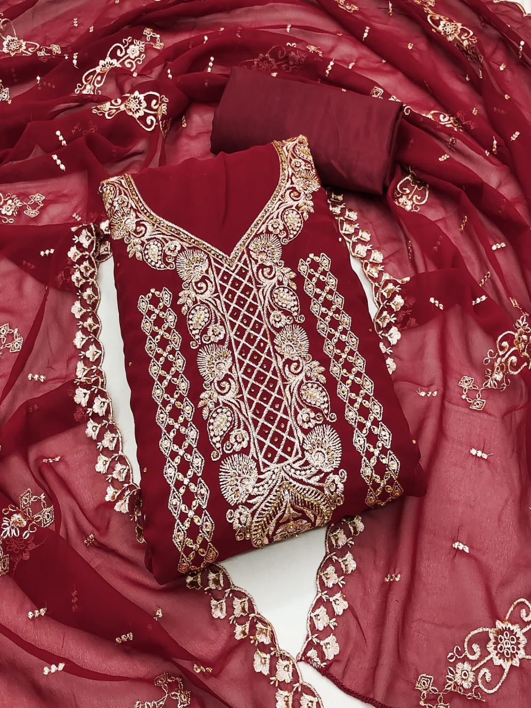 Rangtulika Ethnics Ethnic Motifs Sequinned Embroidered Unstitched Dress Material, Red
Rangtulika Ethnics Ethnic Motifs Sequinned Embroidered Unstitched Dress Material, Red