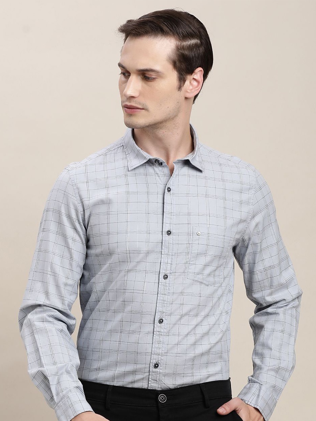 Turtle Men Relaxed Slim Fit Windowpane Checks Opaque Checked Casual Shirt, Grey
Turtle Men Relaxed Slim Fit Windowpane Checks Opaque Checked Casual Shirt, Grey