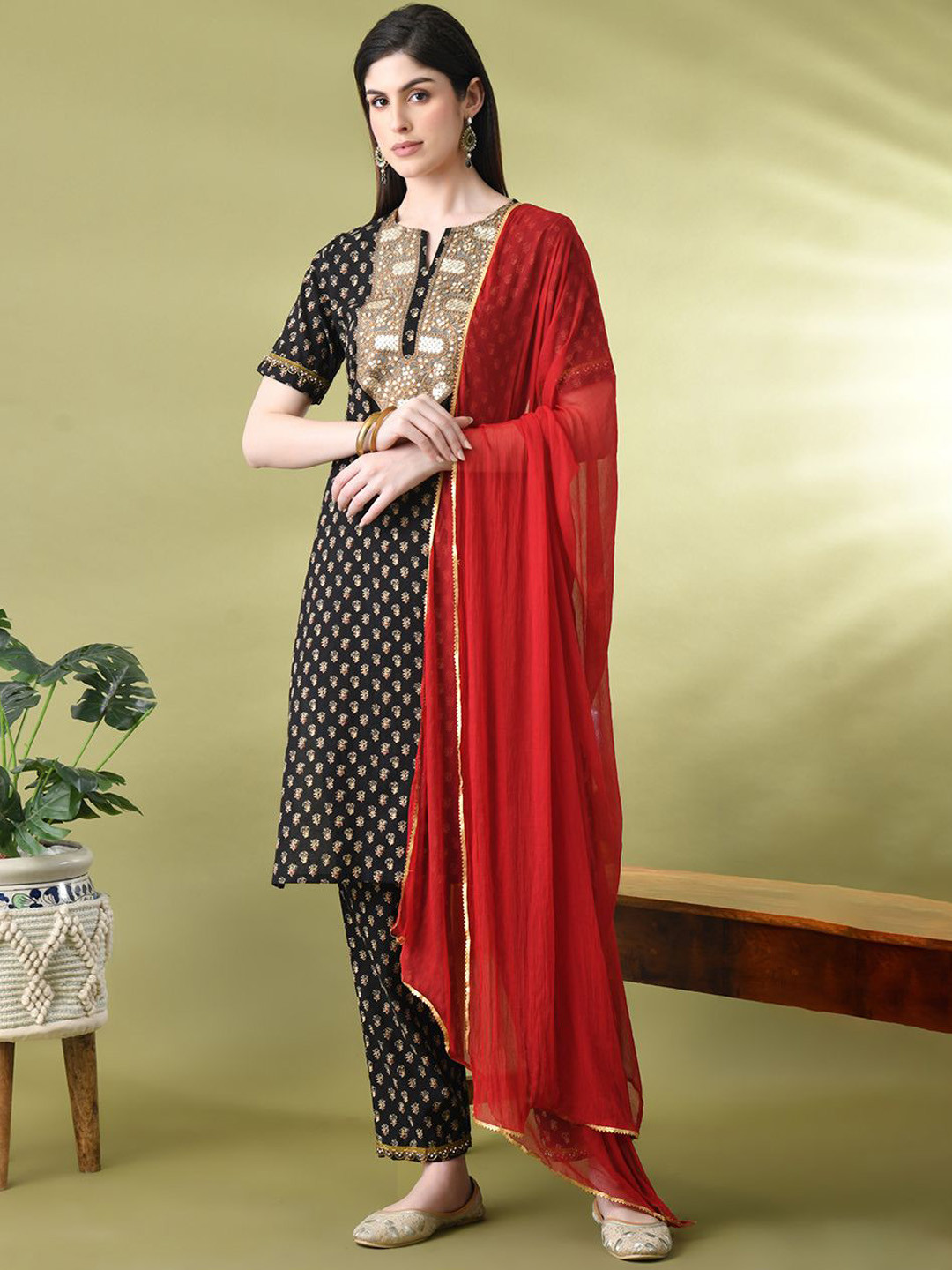 KALINI Women Printed Regular Pure Cotton Kurta with Palazzos & With Dupatta, Black
KALINI Women Printed Regular Pure Cotton Kurta with Palazzos & With Dupatta, Black