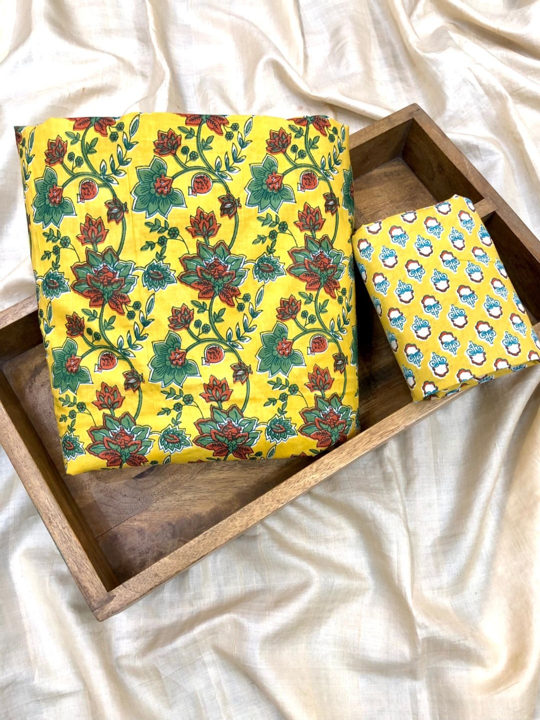 PALASH Floral Printed Block Print Technique Pure Cotton Unstitched Dress Material, Yellow
PALASH Floral Printed Block Print Technique Pure Cotton Unstitched Dress Material, Yellow