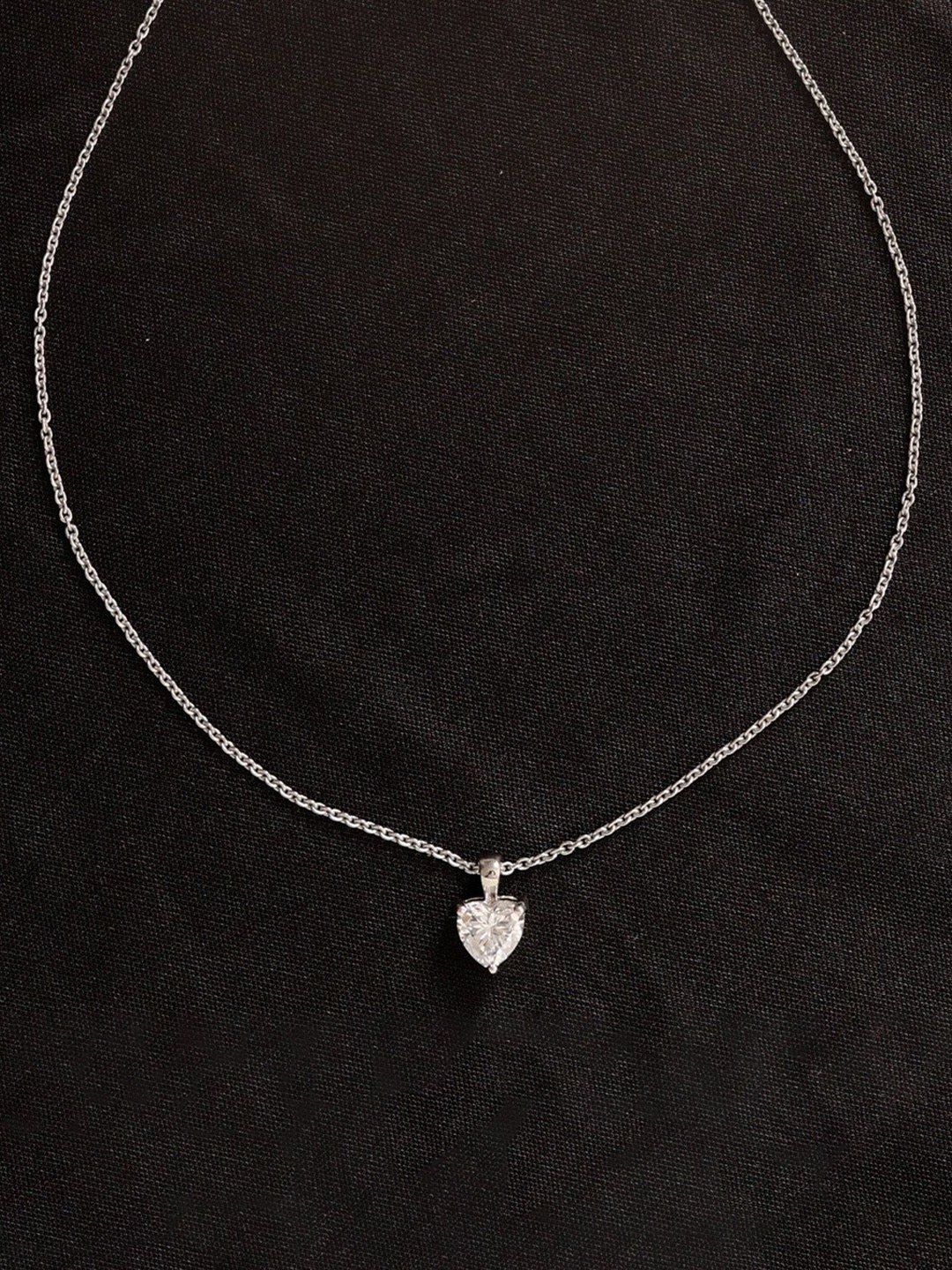 KIORAH 925 Sterling Silver-Plated CZ Studded Heart Shaped Minimal Pendant With Chain
KIORAH 925 Sterling Silver-Plated CZ Studded Heart Shaped Minimal Pendant With Chain