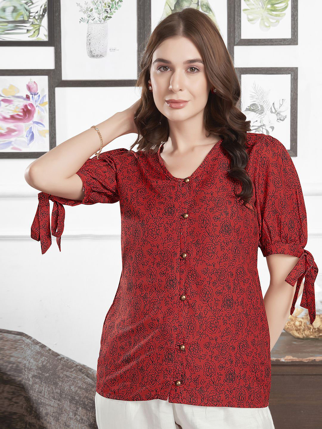 Moda Rapido Floral Print Puff Sleeve Top, Red
Moda Rapido Floral Print Puff Sleeve Top, Red