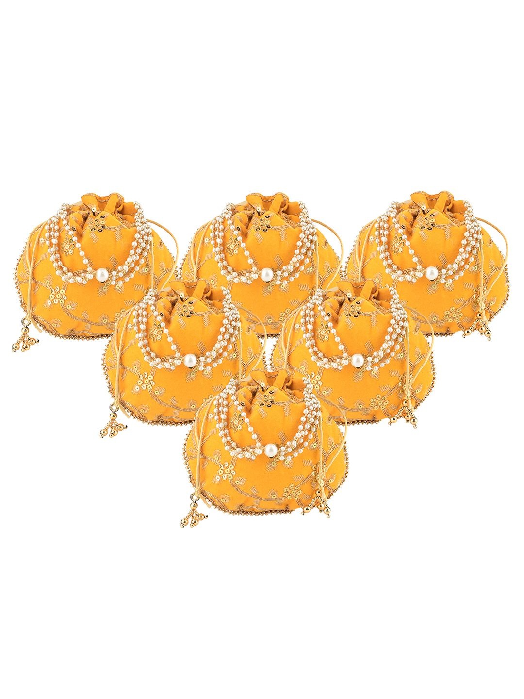 Kuber Industries 6 Pcs Polyester Potli Bags for Women Embroidered Potli Clutch, Yellow
Kuber Industries 6 Pcs Polyester Potli Bags for Women Embroidered Potli Clutch, Yellow