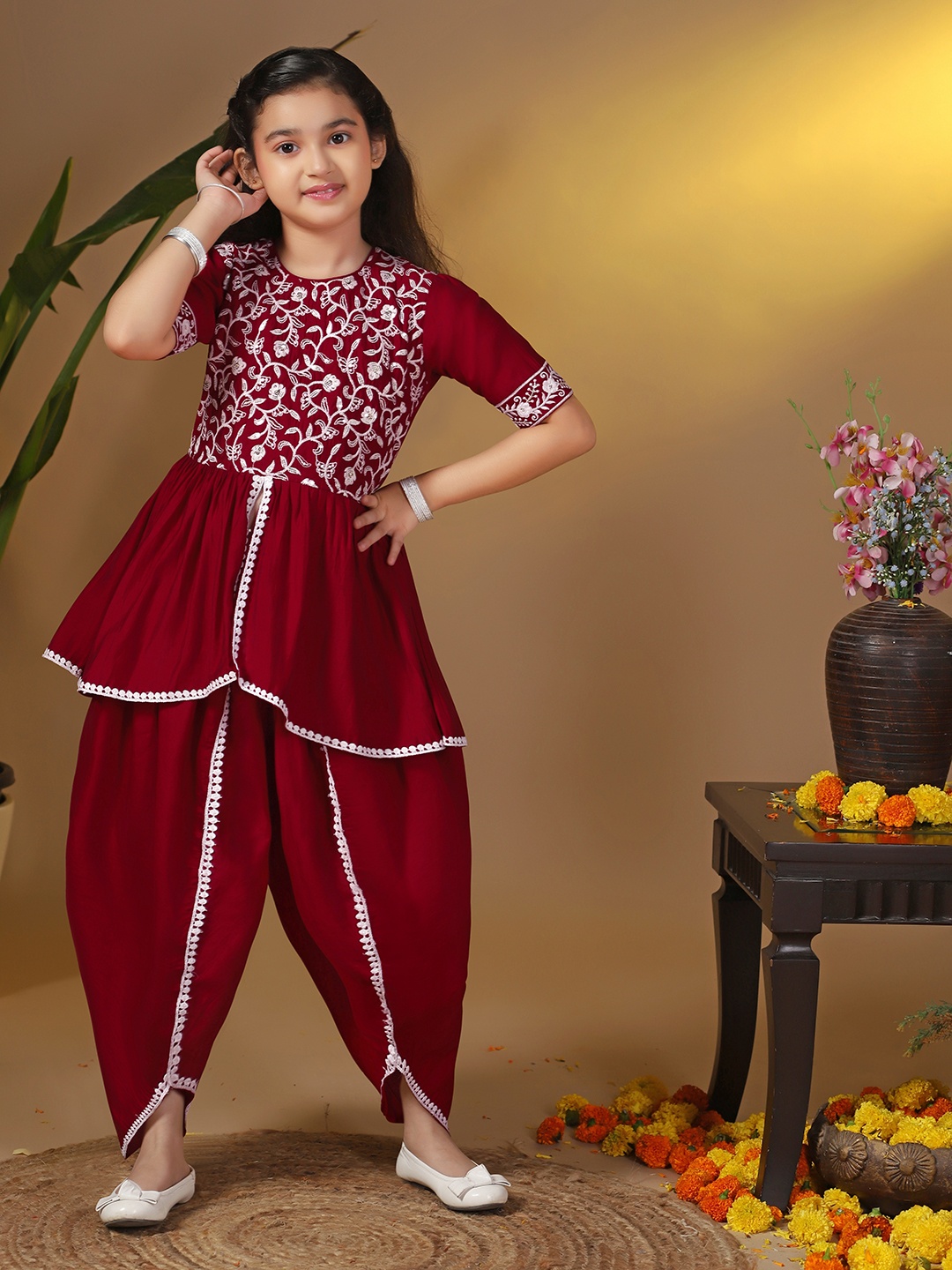 BAESD Girls Ethnic Motifs Printed Regular Thread Work Kurta with Dhoti Pants, Maroon
BAESD Girls Ethnic Motifs Printed Regular Thread Work Kurta with Dhoti Pants, Maroon