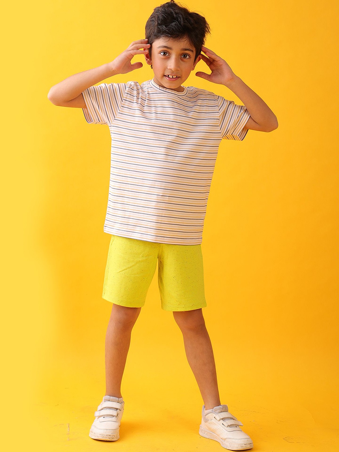 Anthrilo Boys Striped Round Neck Pure Cotton T-shirt With Shorts, Off white
Anthrilo Boys Striped Round Neck Pure Cotton T-shirt With Shorts, Off white