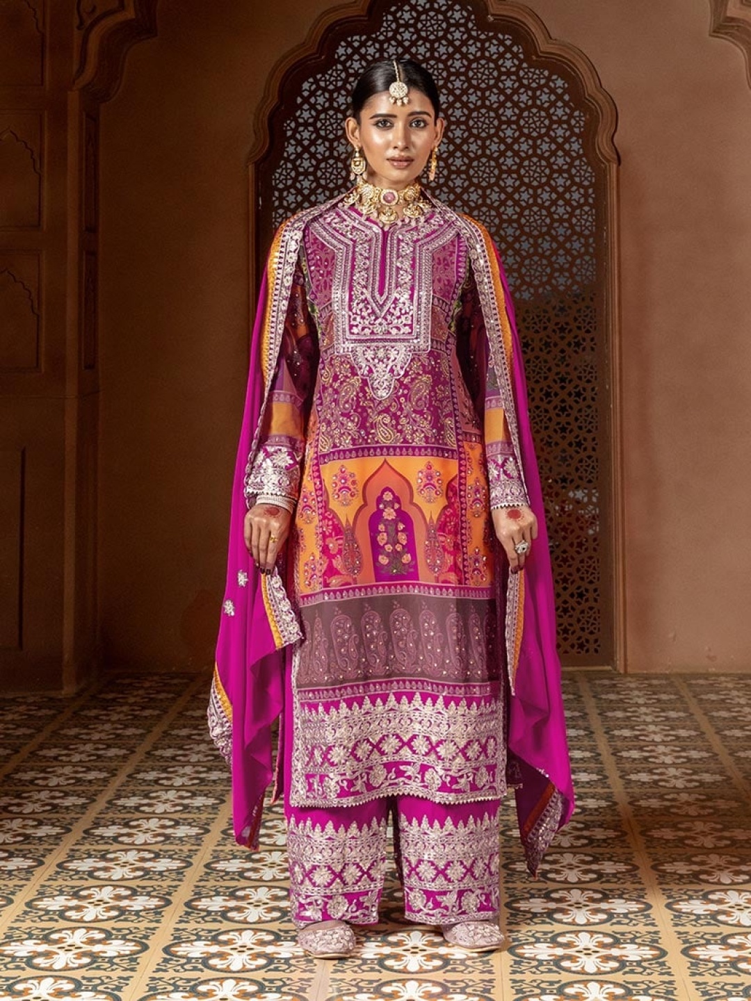KALINI Women Floral Embroidered Regular Sequinned Kurta with Palazzos & With Dupatta, Pink
KALINI Women Floral Embroidered Regular Sequinned Kurta with Palazzos & With Dupatta, Pink